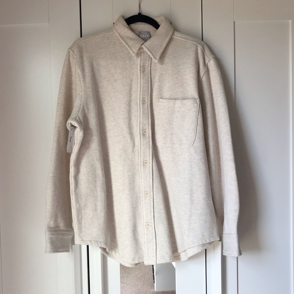 Aritzia TNA Cozy Mega Button-Up in Heather Light Oatmeal - Picture 5 of 9